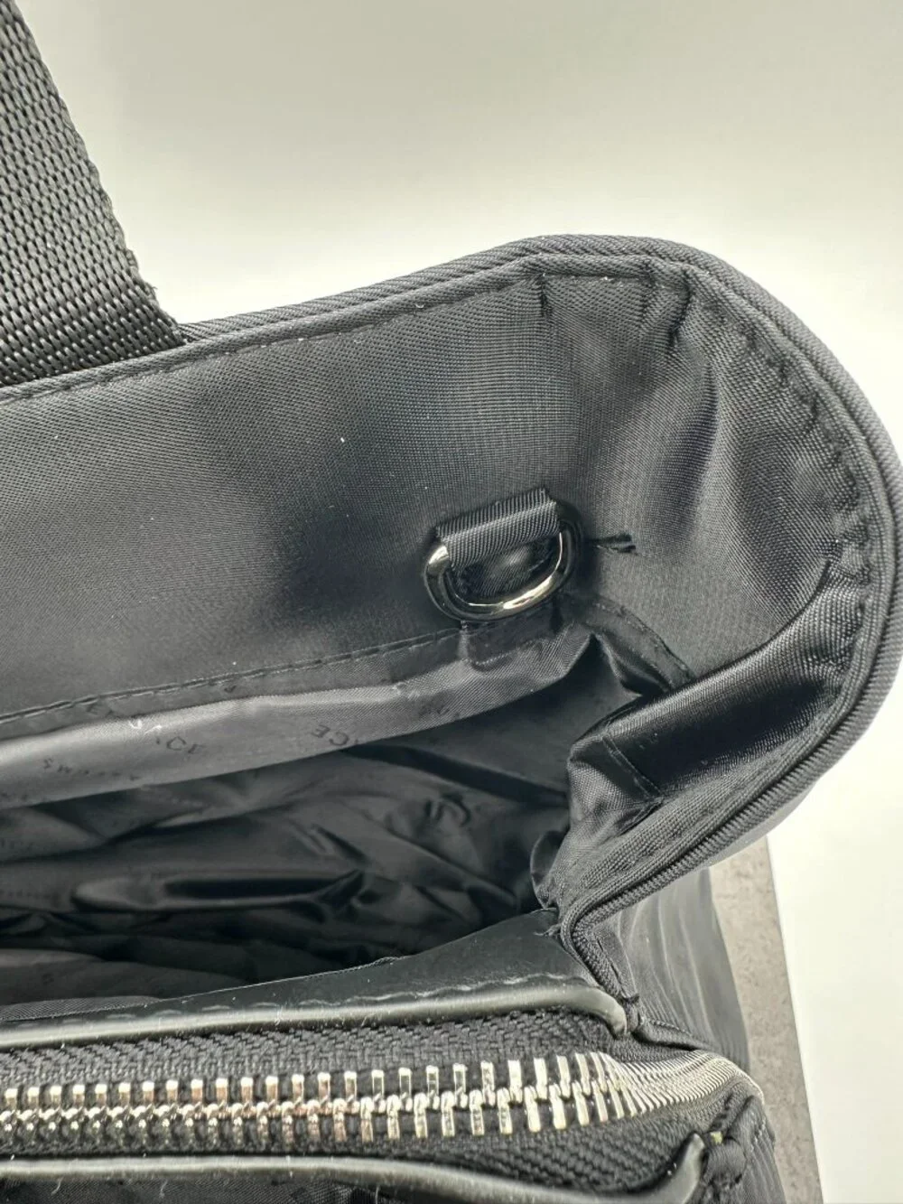 Versace Parfums Nylon Canvas Fashion Tote Bag Detachable Strap Black/Silver Tone